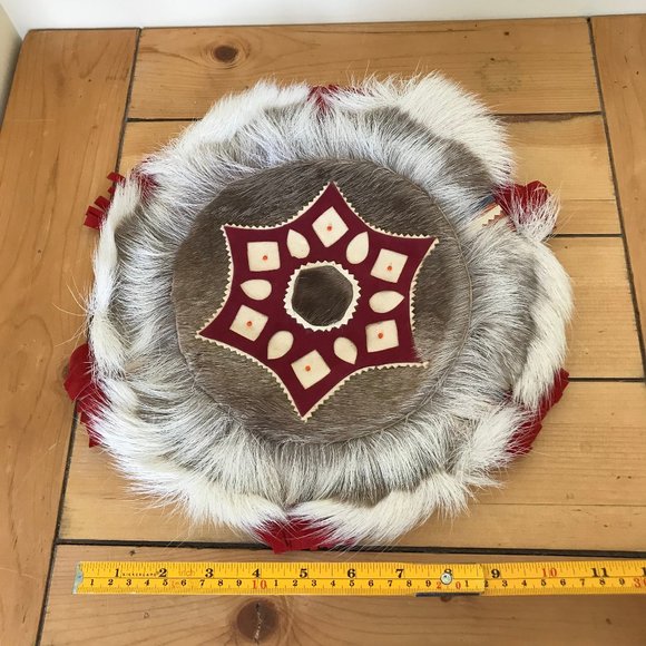 Leather & Fur Folk Art Mandala Wall Hanging Vintage Made in Russia - Picture 2 of 5